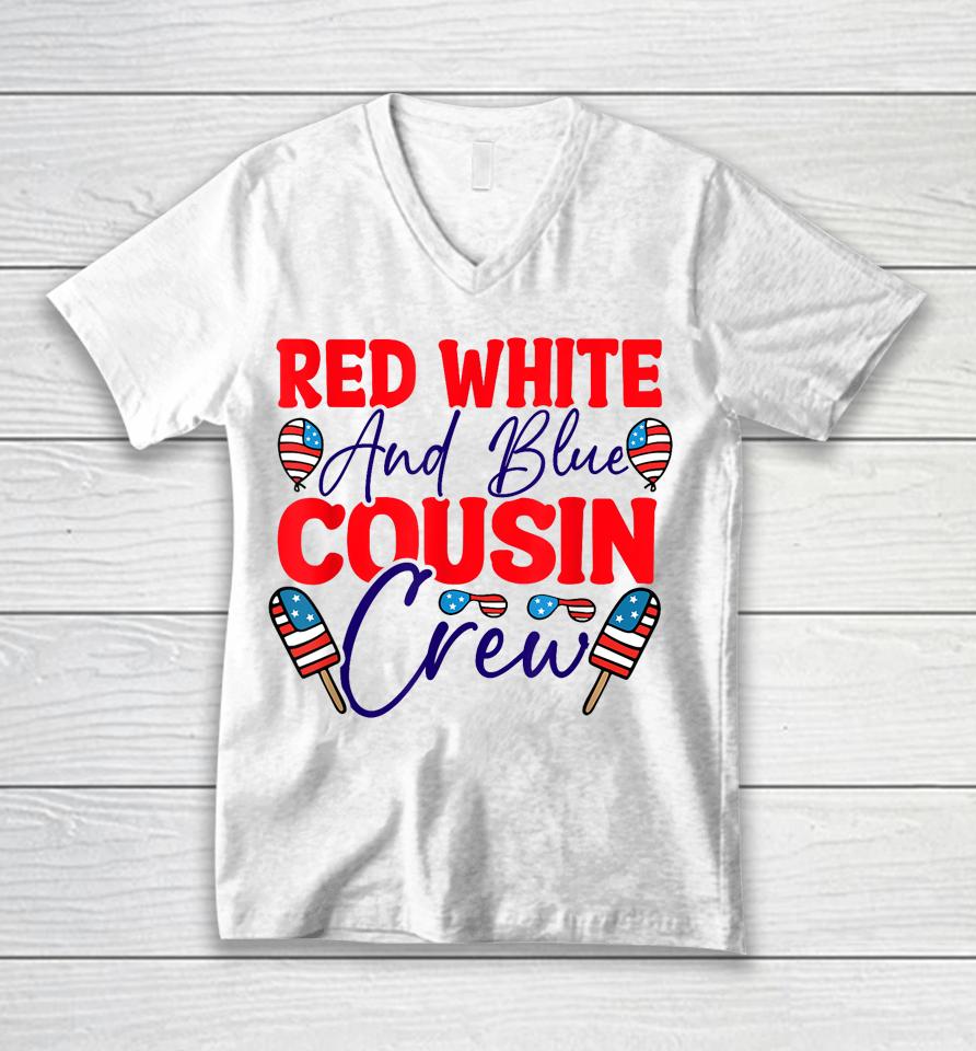 Red White And Blue Cousin Crew Unisex V-Neck T-Shirt