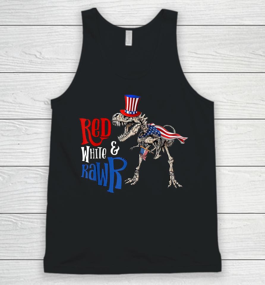 Red White And Rawr Usa Patriotic 4Th Of July Dinosaur Unisex Tank Top