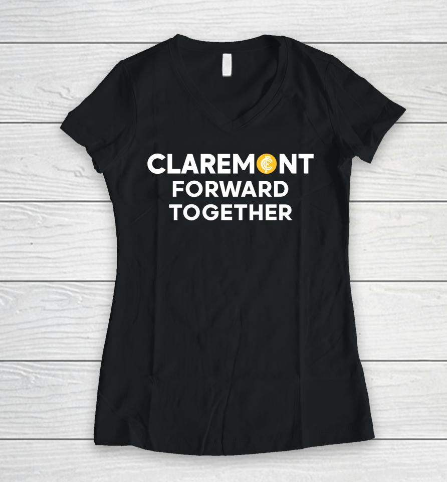 Red, White &Amp; Royal Blue On Prime Claremont Forward Together Women V-Neck T-Shirt