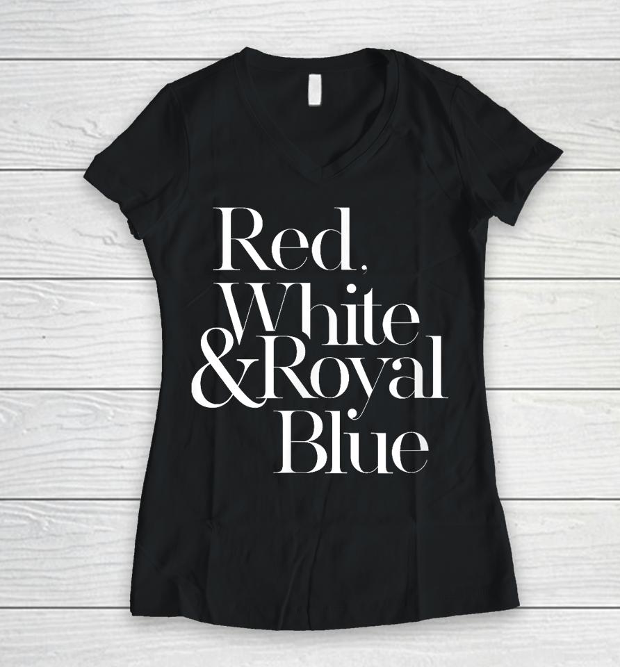 Red, White &Amp; Royal Blue Women V-Neck T-Shirt