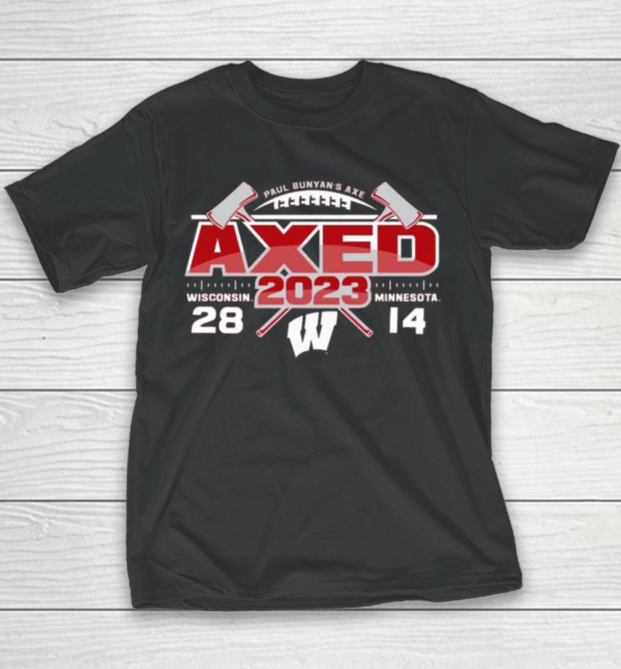 Red Wisconsin Badgers Vs Minnesota Golden Gophers 2023 Paul Bunyan’s Axe Score Youth T-Shirt