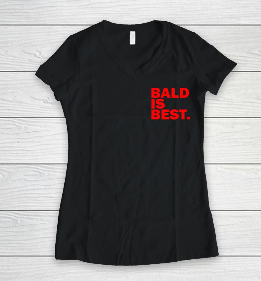 Redmancdesigns Bald Is Best Alternative Mufc Women V-Neck T-Shirt