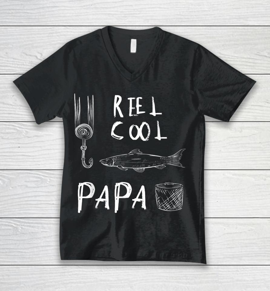 Reel Cool Dad T-Shirt Fishing Daddy Father's Day Unisex V-Neck T-Shirt