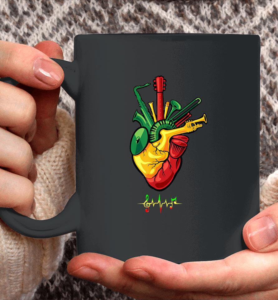 Reggae Music Lovers, Music Heart- Heartbeat Music Coffee Mug