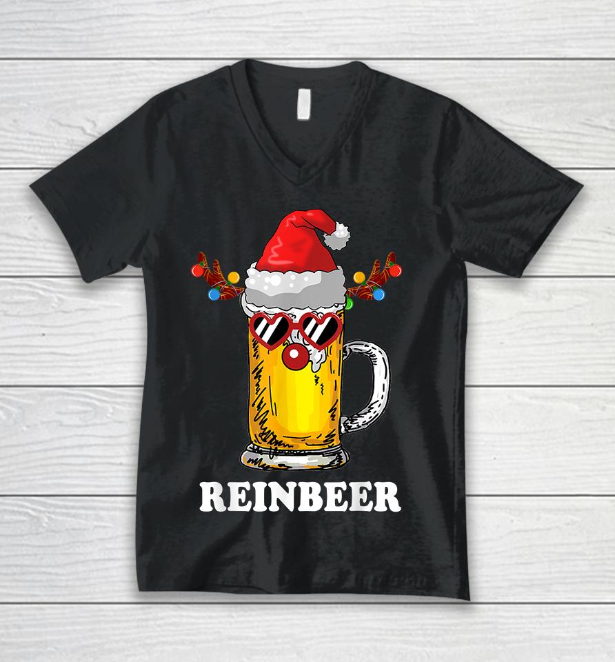 Reindeer Beer Reinbeer Christmas Unisex V-Neck T-Shirt