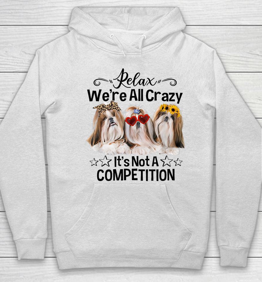 Relax We're All Crazy It's Not A Competition Funny Dog Hoodie