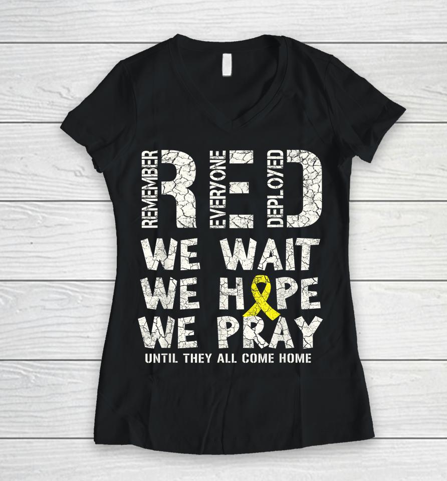 Remember Everyone Deployed Red Friday Military Women V-Neck T-Shirt