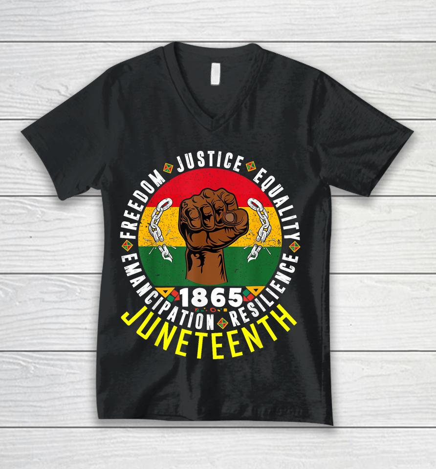 Remembering My Ancestors Freedom Justice Juneteenth Unisex V-Neck T-Shirt