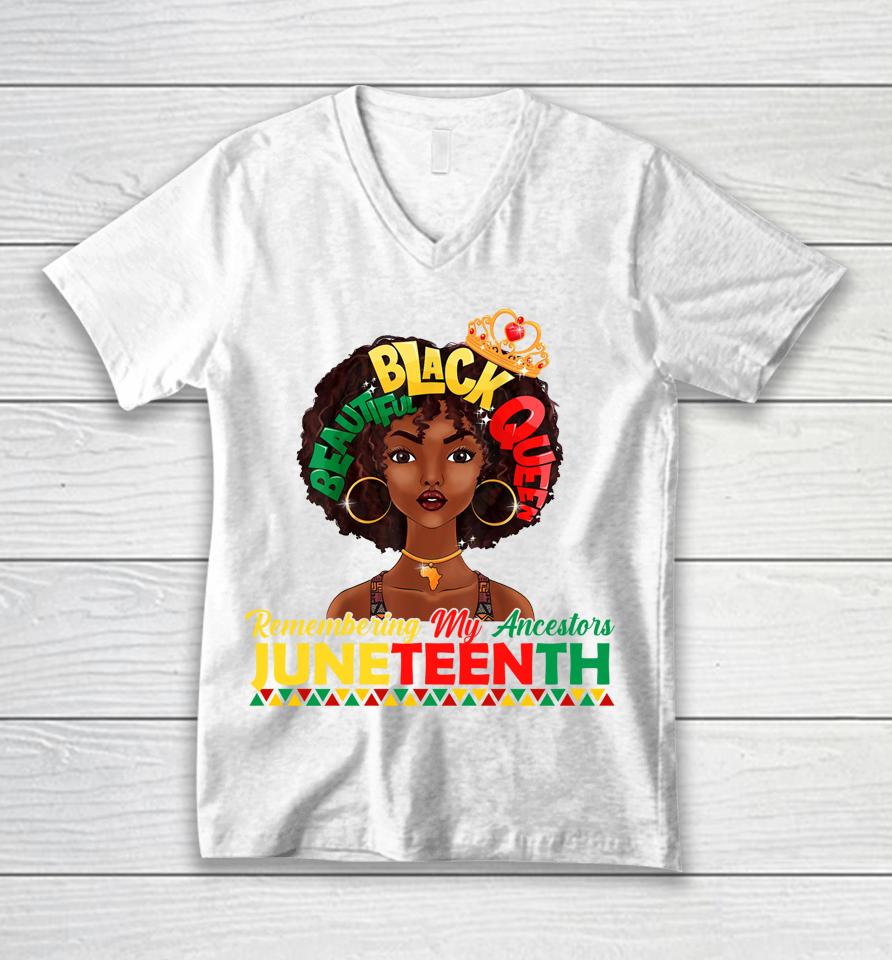 Remembering My Ancestors Juneteenth Black Freedom 1865 Lover Unisex V-Neck T-Shirt