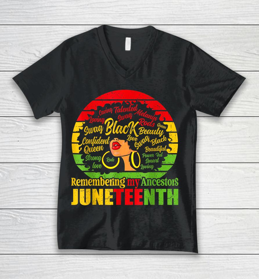 Remembering My Ancestors Juneteenth Celebrate Black Women Unisex V-Neck T-Shirt