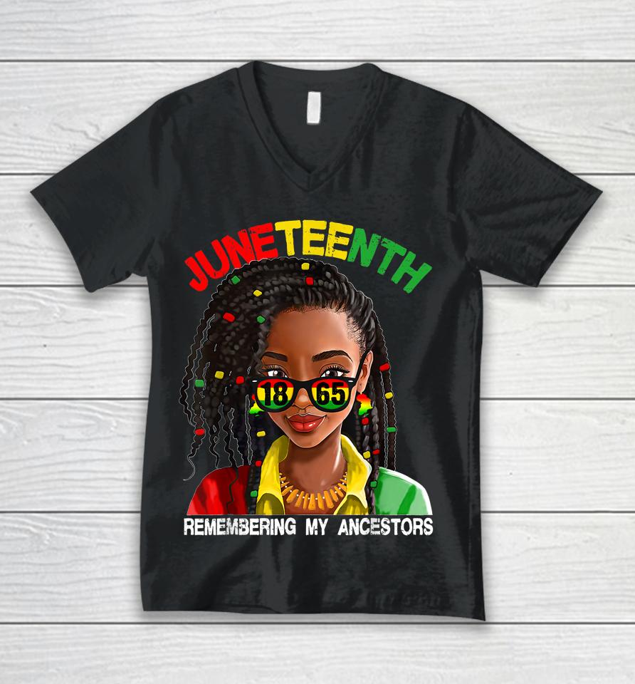 Remembering My Ancestors Juneteenth Celebrate Black Women Unisex V-Neck T-Shirt