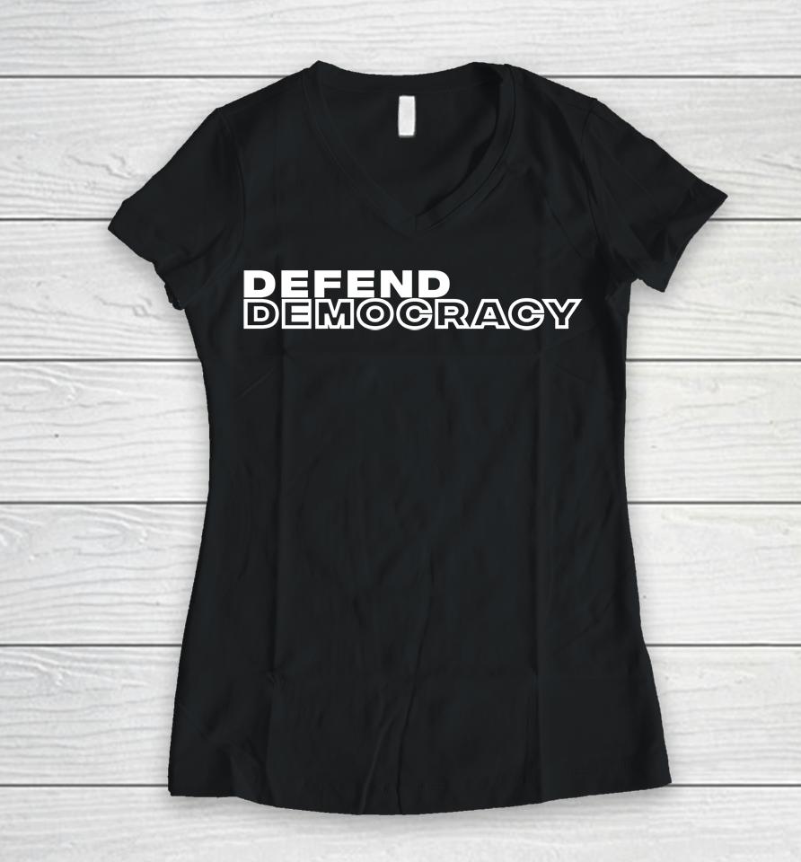 Republicans For Joe Biden Defend Democracy Women V-Neck T-Shirt