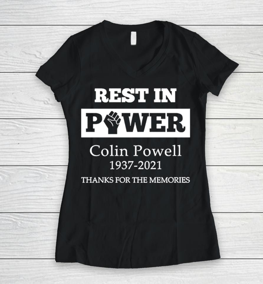 Rest In Power Colin Powell 1937 2021 Thanks For The Memories Women V-Neck T-Shirt