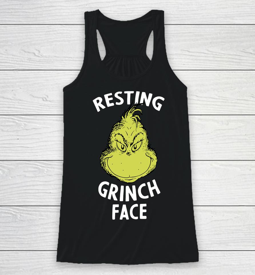 Resting Grinch Face Green Christmas Racerback Tank