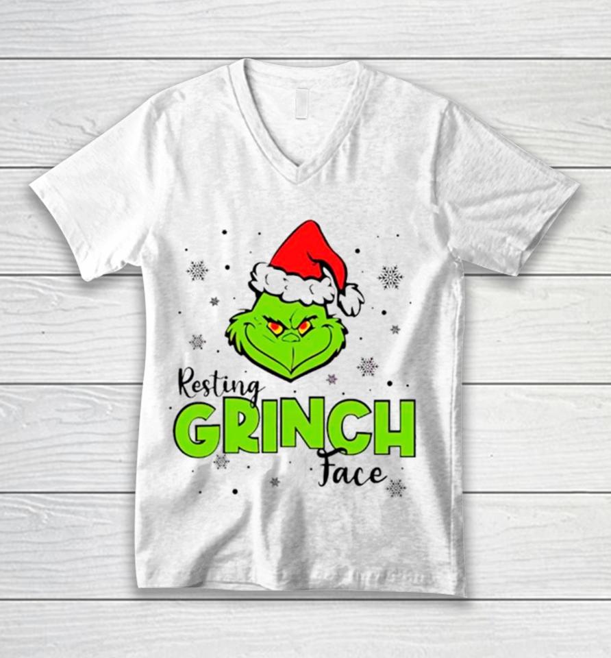Resting Grinch Face Grinchmas Funny Unisex V-Neck T-Shirt