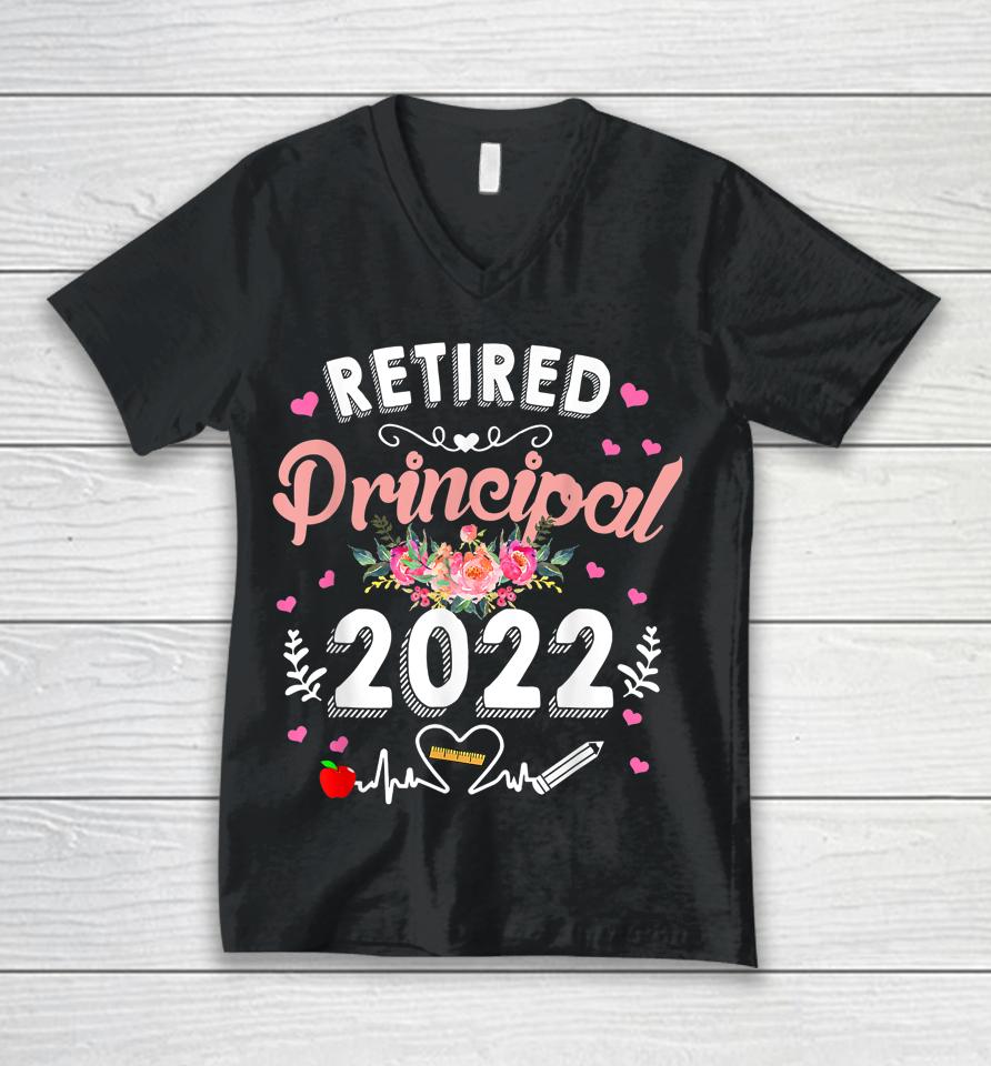 Retired Principal Class Of 2022 Teacher Retirement Unisex V-Neck T-Shirt