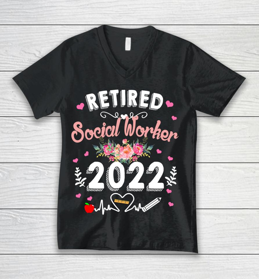 Retired Social Worker Class Of 2022 Teacher Retirement Unisex V-Neck T-Shirt