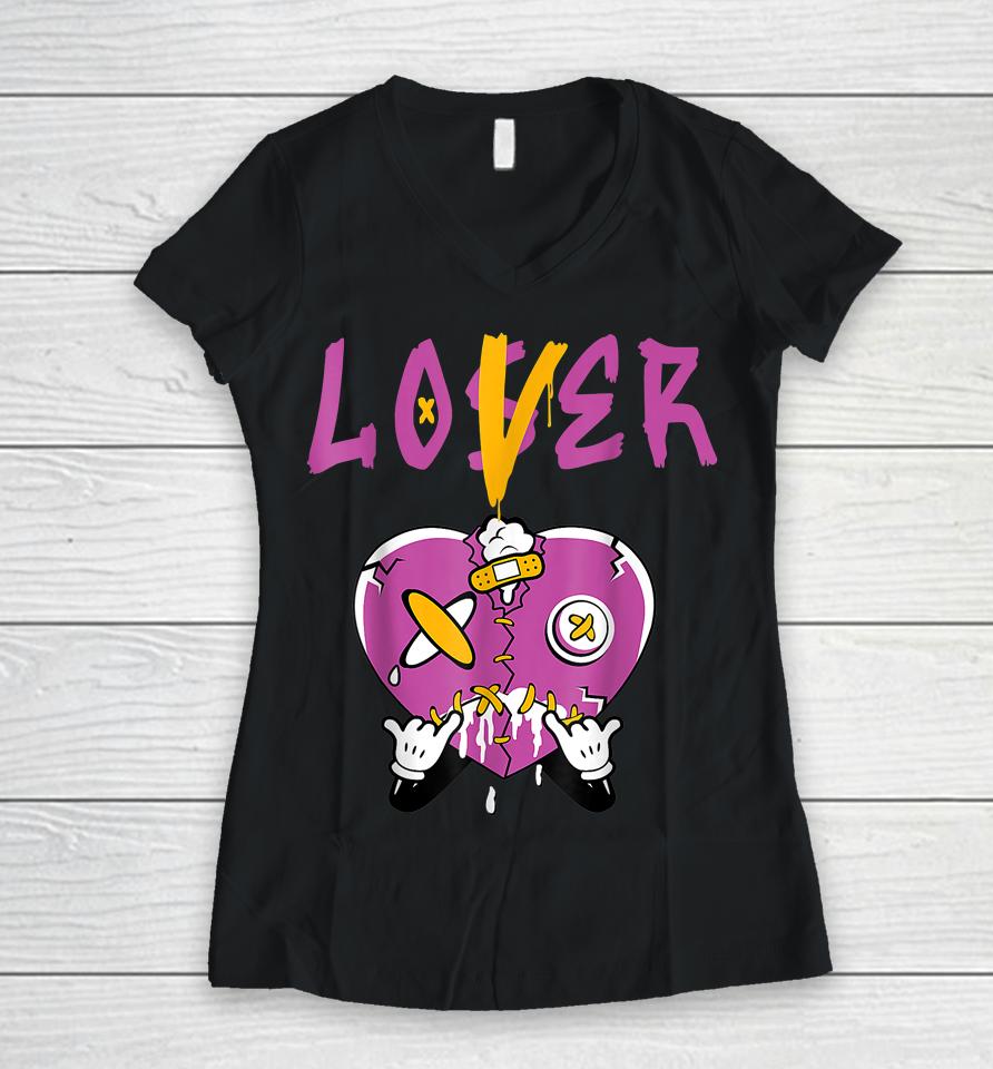 Retro 1 Brotherhood Loser Lover Heart Dripping Shoes Women V-Neck T-Shirt