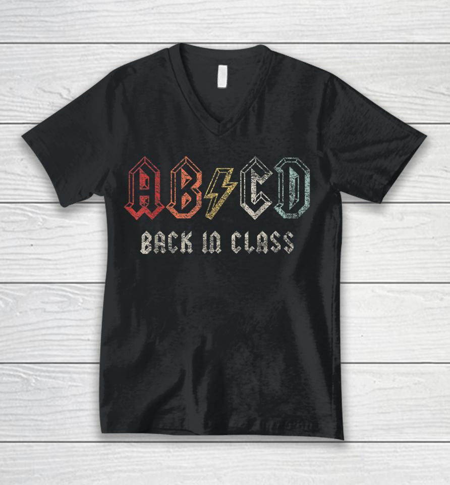 Retro Abcd Alphabets Back In Class Back To School Unisex V-Neck T-Shirt