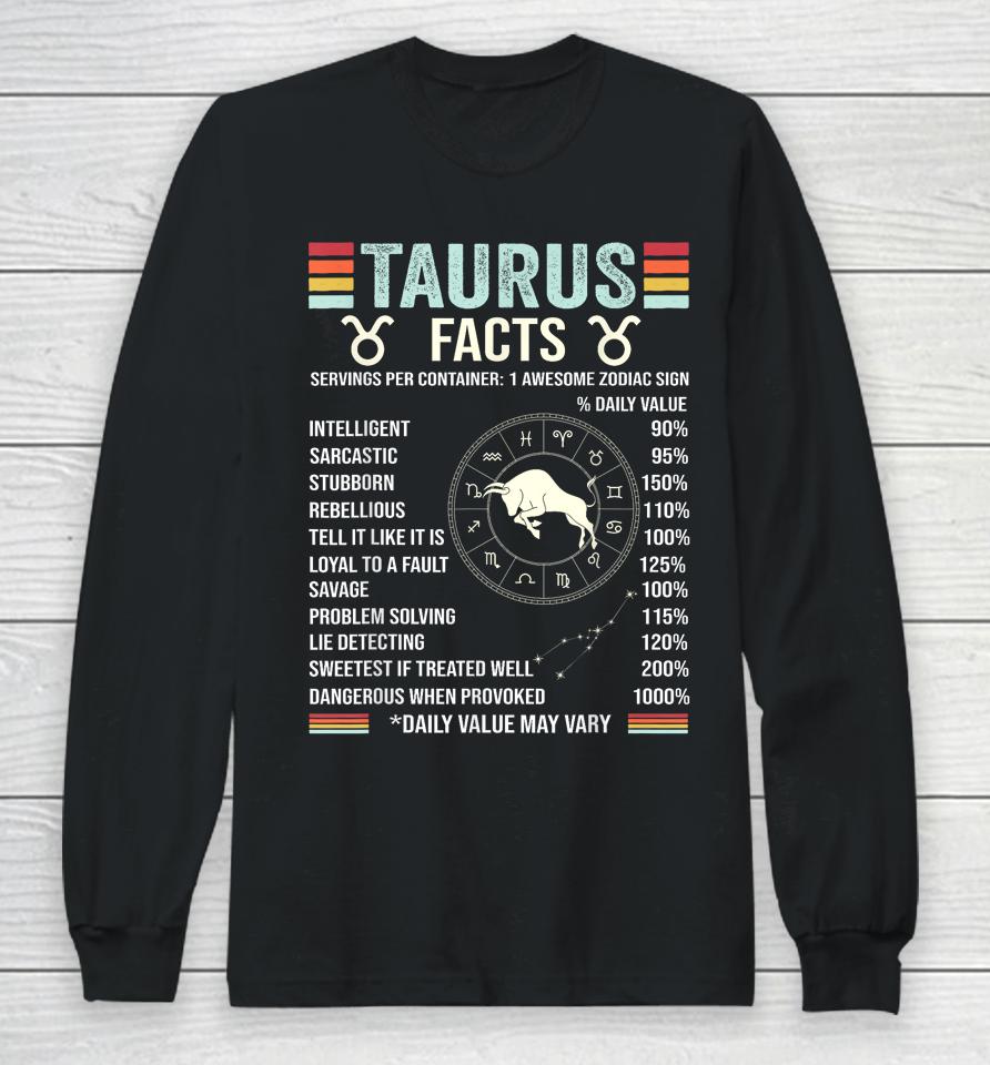 Retro Astrology Zodiac Sign April Or May Birthday Taurus Long Sleeve T-Shirt