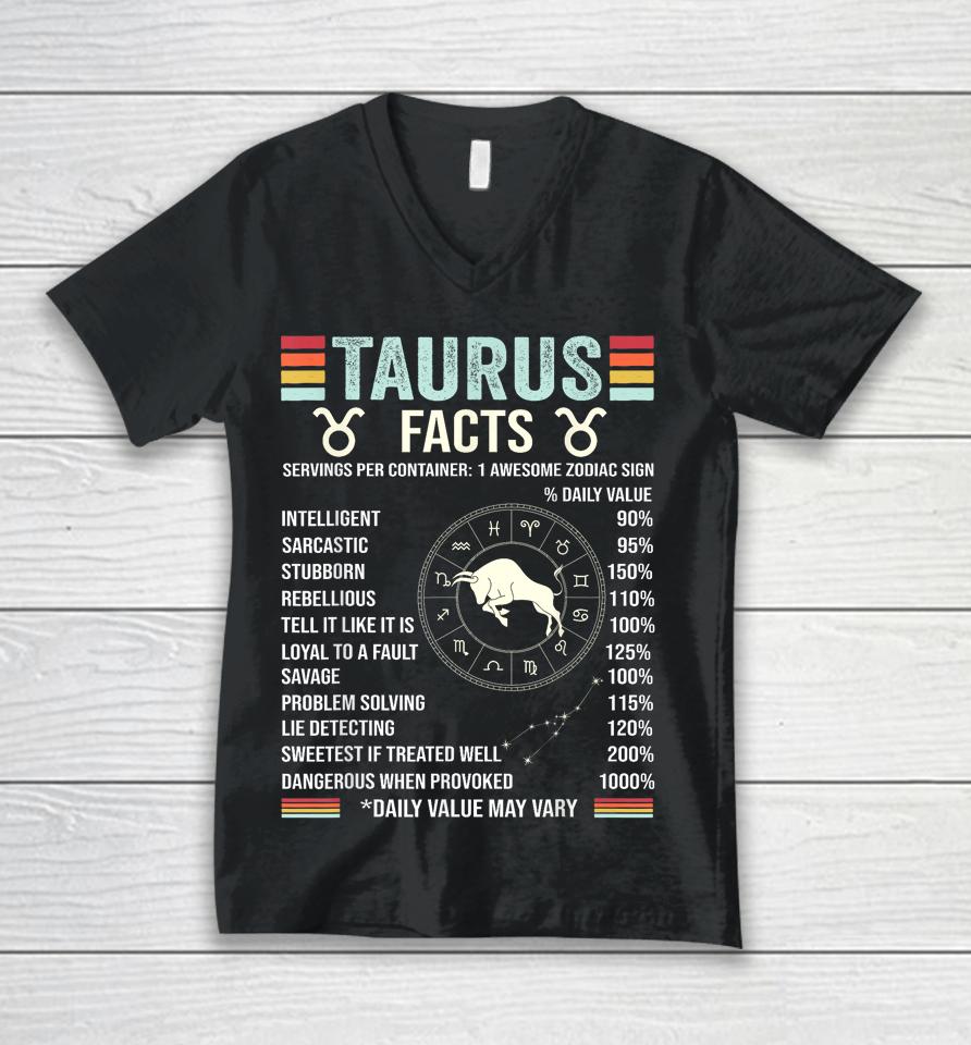 Retro Astrology Zodiac Sign April Or May Birthday Taurus Unisex V-Neck T-Shirt