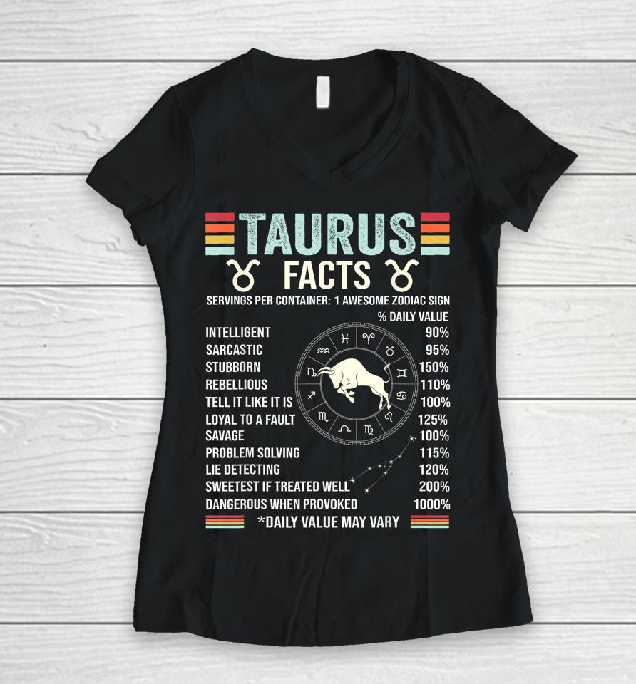 Retro Astrology Zodiac Sign April Or May Birthday Taurus Women V-Neck T-Shirt