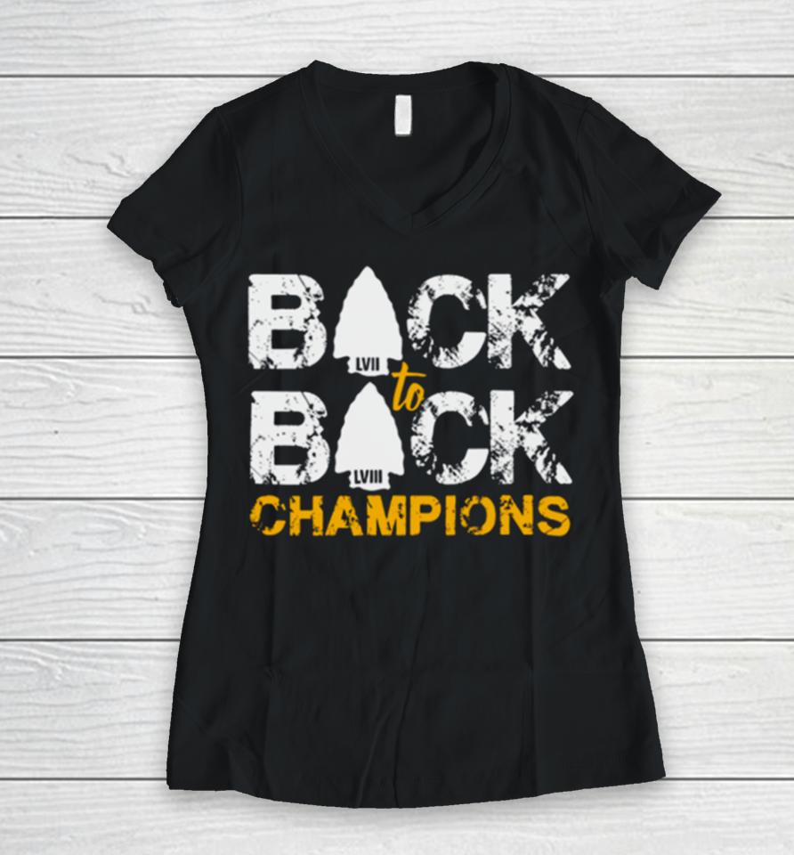 Retro Back To Back Champions Kansas City Chiefs Women V-Neck T-Shirt