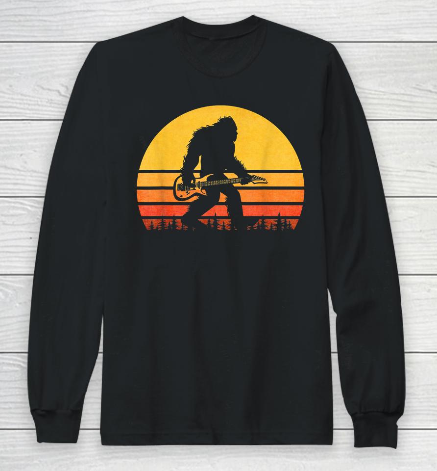 Retro Bigfoot Guitar Long Sleeve T-Shirt