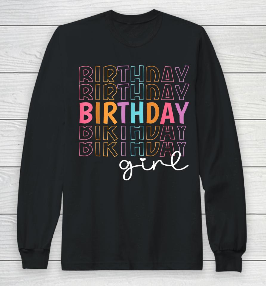 Retro Birthday For Girl Party Tee For Princess Girl Birthday Long Sleeve T-Shirt