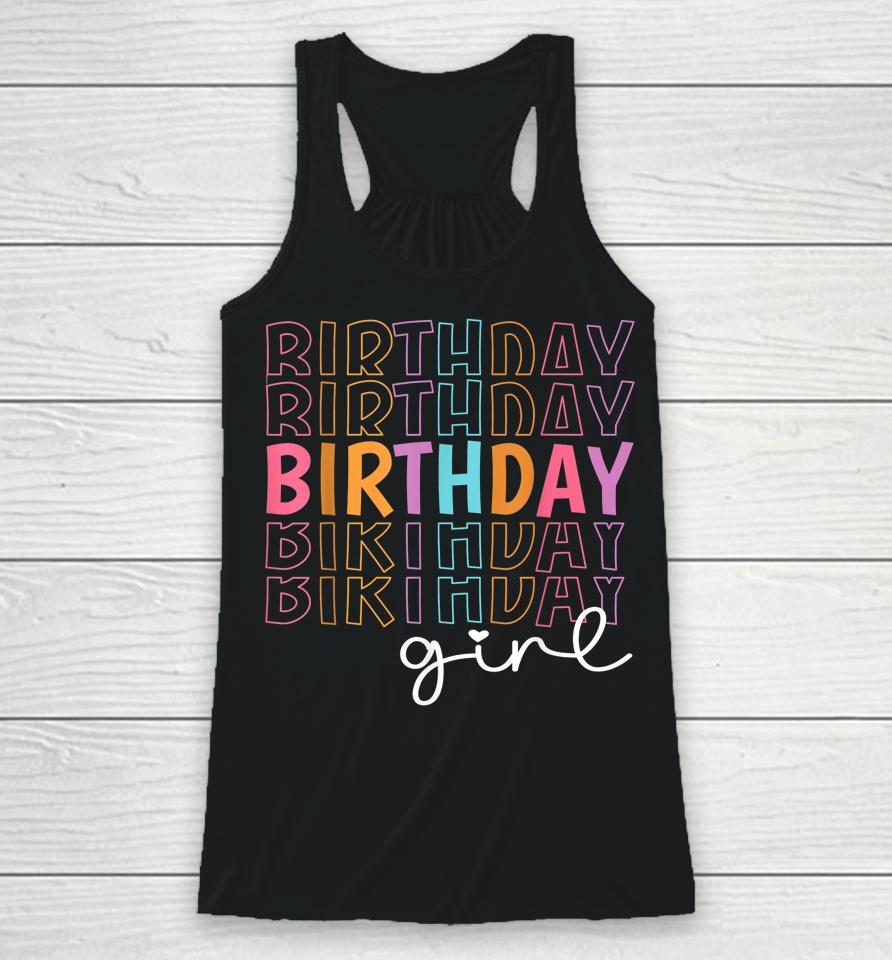 Retro Birthday For Girl Party Tee For Princess Girl Birthday Racerback Tank