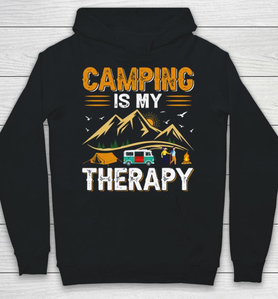 Retro Camping Is My Therapy Camping Funny Quote Hoodie