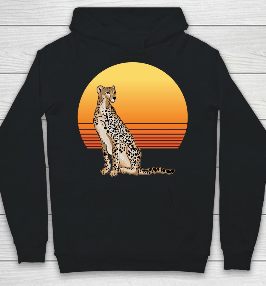 Retro Cheetah Lover Illustration Wild Cat Love Hoodie