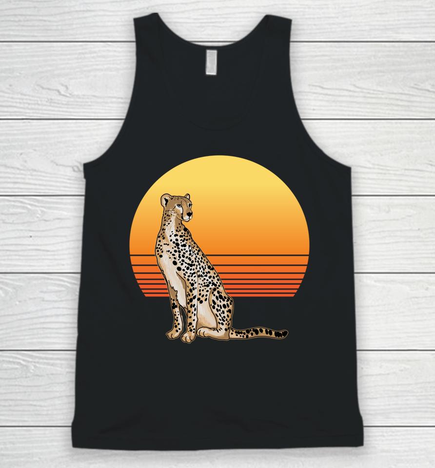 Retro Cheetah Lover Illustration Wild Cat Love Unisex Tank Top
