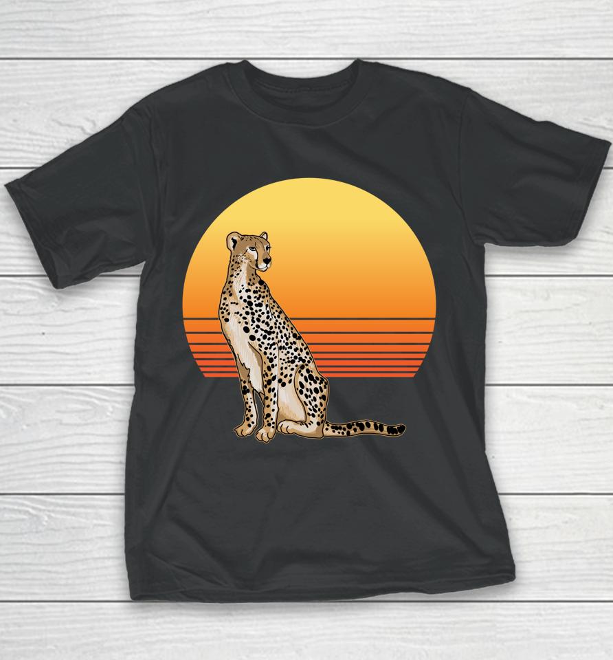 Retro Cheetah Lover Illustration Wild Cat Love Youth T-Shirt