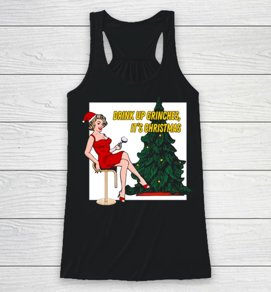 Retro Christmas Drink Up Grinches Racerback Tank