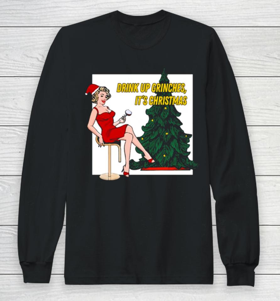 Retro Christmas Drink Up Grinches Long Sleeve T-Shirt