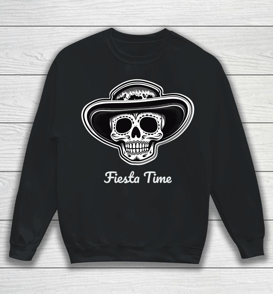 Retro Cinco De Mayo Sugar Candy Skull Fiesta Time Sweatshirt