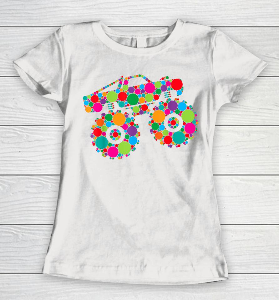 Retro Colorful Polka Dots Monster Truck Happy Dot Day Boys Women T-Shirt