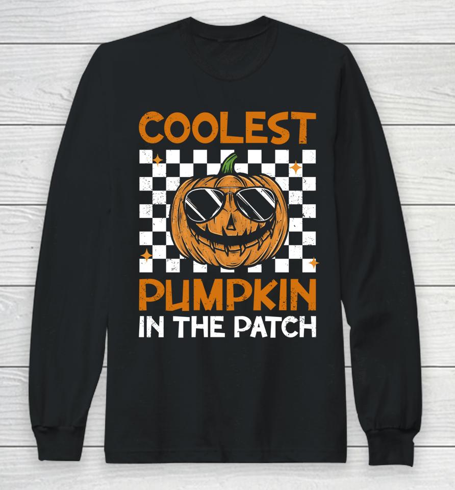 Retro Coolest Pumpkin In The Patch Groovy Halloween Long Sleeve T-Shirt