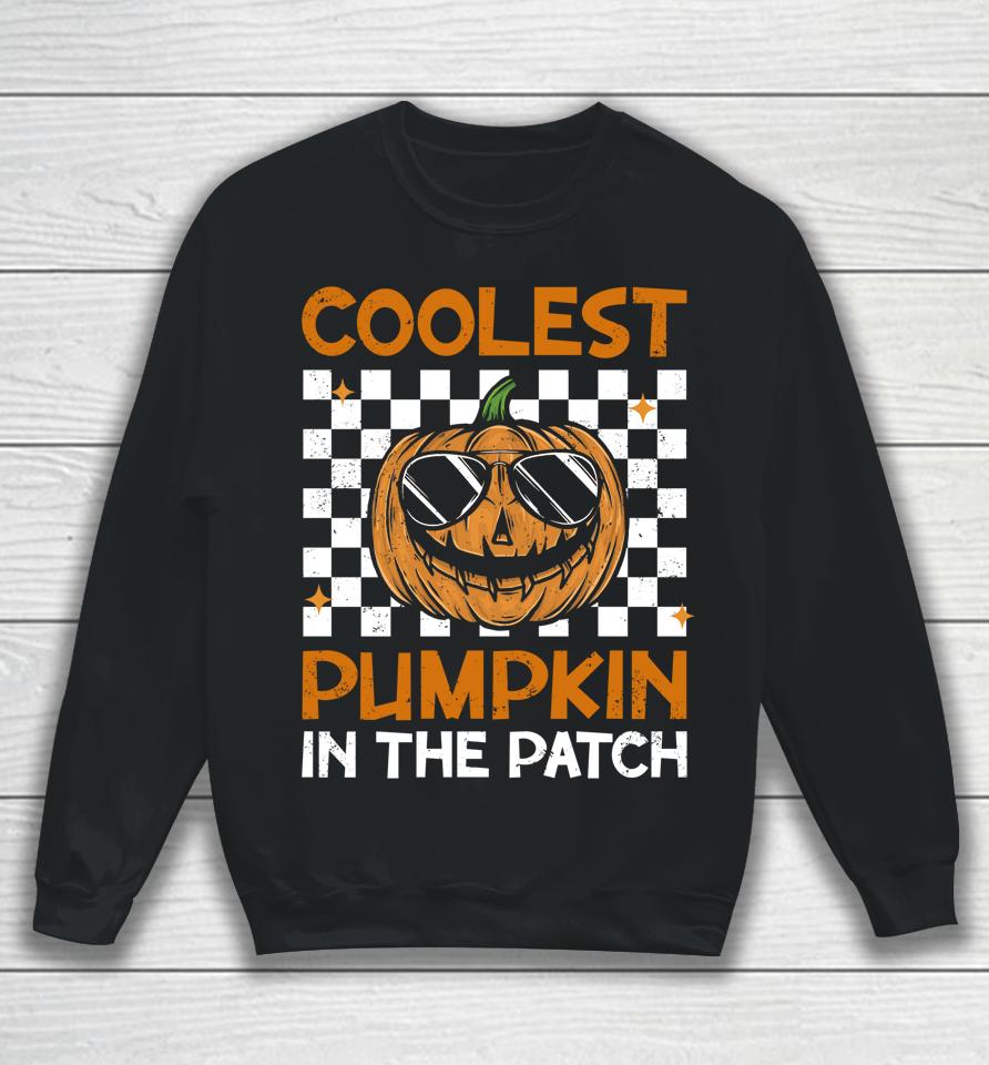 Retro Coolest Pumpkin In The Patch Groovy Halloween Sweatshirt