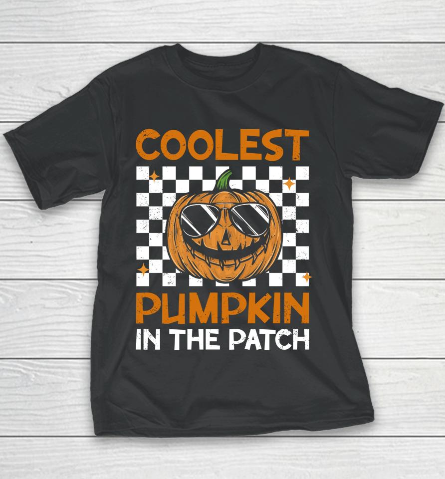 Retro Coolest Pumpkin In The Patch Groovy Halloween Youth T-Shirt