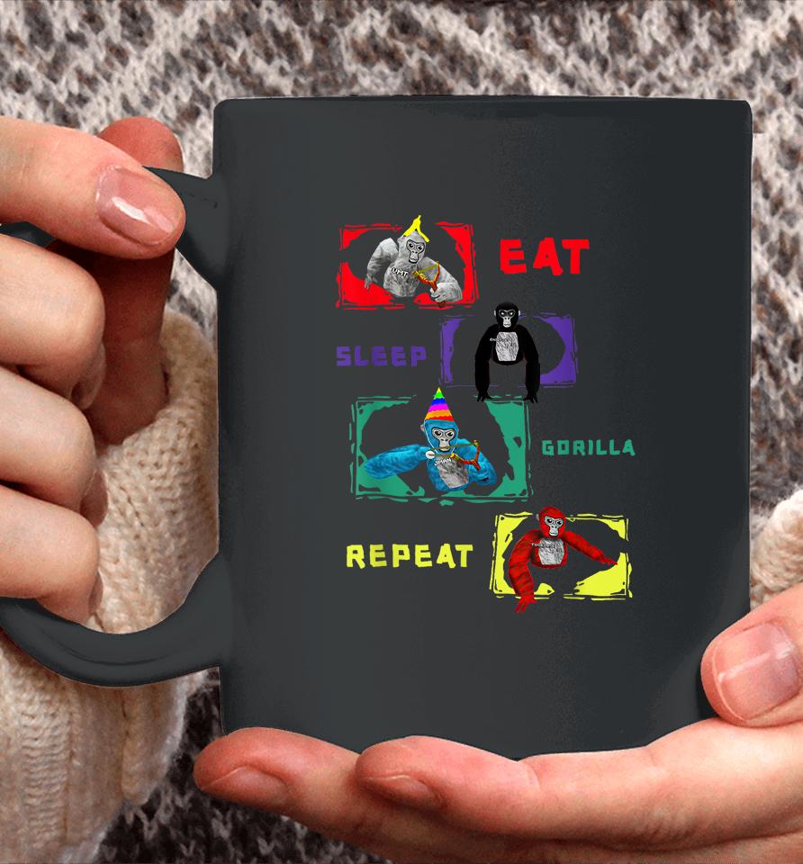 Retro Eat Sleep Gorilla, Monke Tag For Kids, Adults Teens Coffee Mug