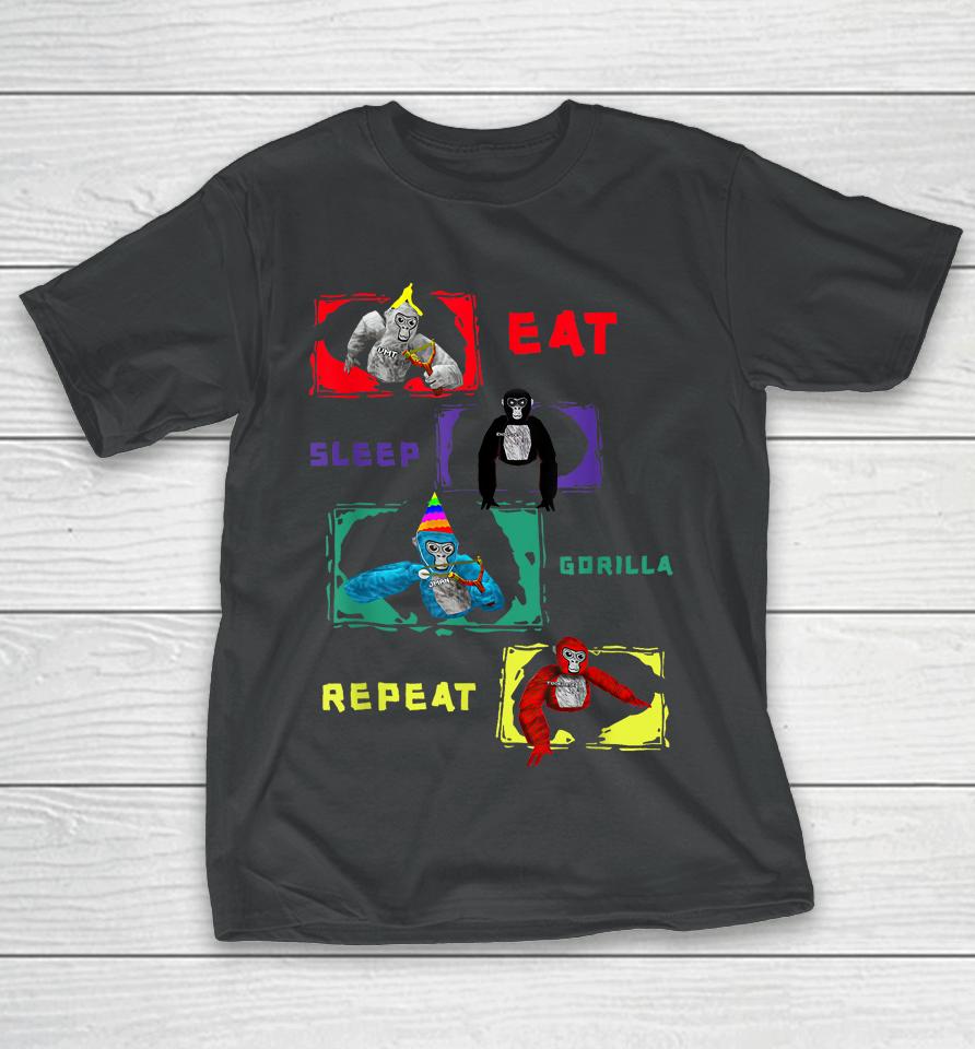 Retro Eat Sleep Gorilla, Monke Tag For Kids, Adults Teens T-Shirt
