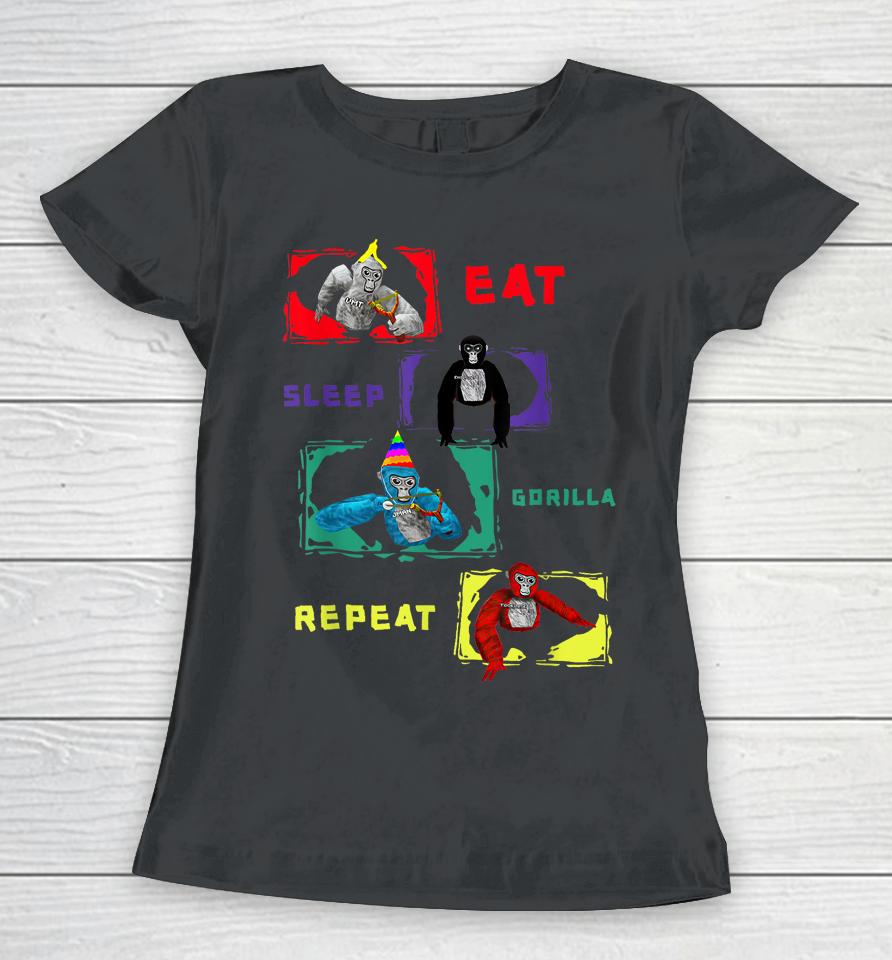 Retro Eat Sleep Gorilla, Monke Tag For Kids, Adults Teens Women T-Shirt