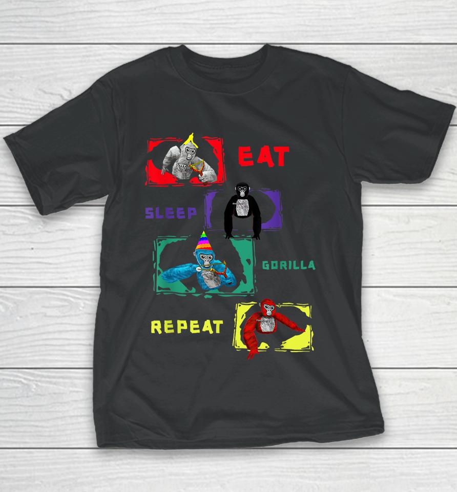 Retro Eat Sleep Gorilla, Monke Tag For Kids, Adults Teens Youth T-Shirt