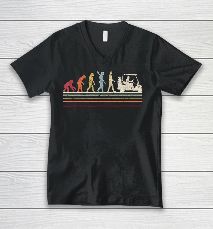 Retro Evolution Of Man Golf Unisex V-Neck T-Shirt