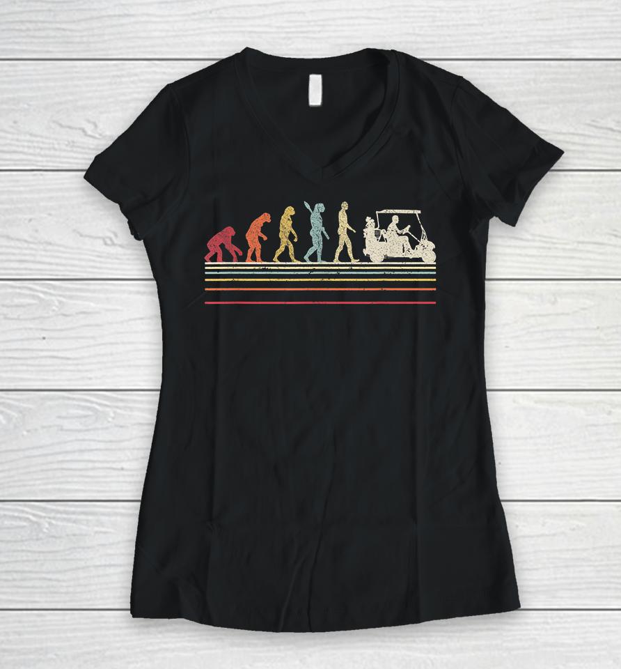 Retro Evolution Of Man Golf Women V-Neck T-Shirt