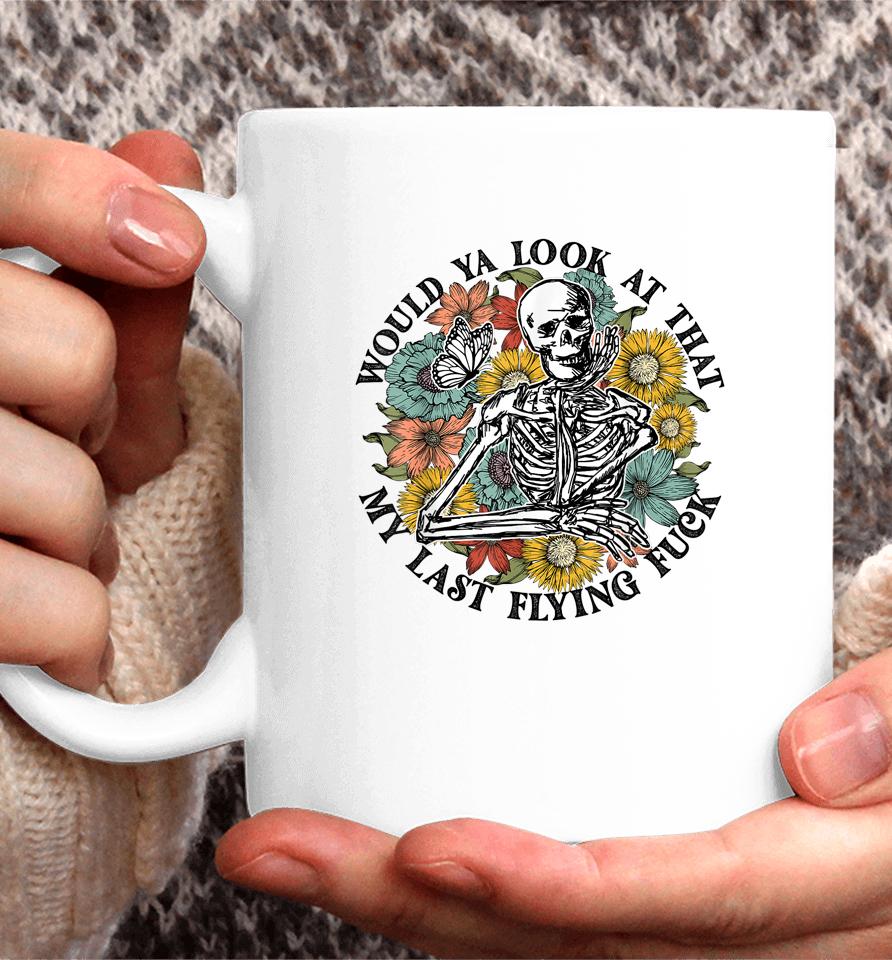 Retro Flower Skeleton Would Ya Look At That Funny Halloween Coffee Mug