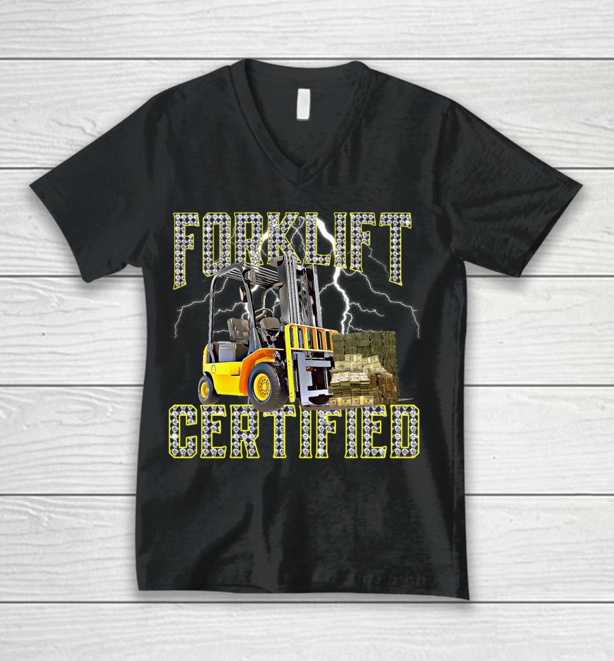 Retro Forklift Operator Forklift Certified Unisex V-Neck T-Shirt