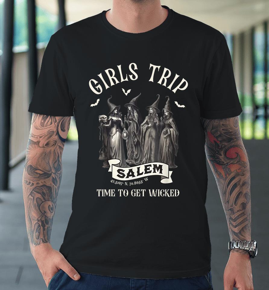 Retro Girls Trip Salem 1692 They Missed One Witch Halloween Premium T-Shirt